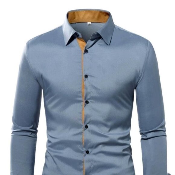 Grey Mens Button Up Tee Shirt - Picture 1 of 7